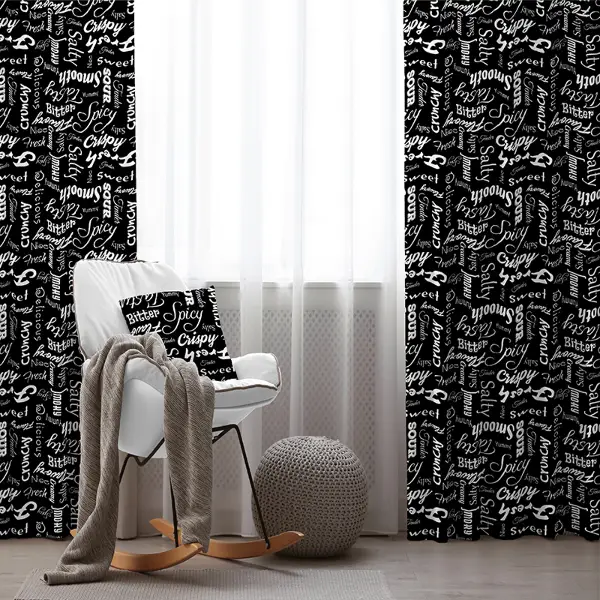 Siyah Yazılı Desenli Fon Perde Evim271 Kumaşı Kalındır Duck Bezi Değildir- Mavi-beyaz