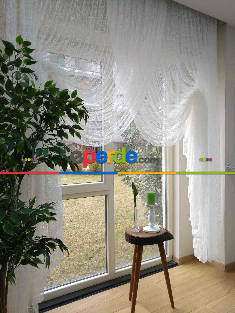 mutfak - Kruvaze Tül Perde - Örme Zemin- Ekru