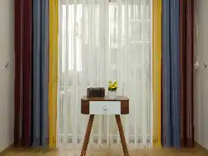Salon - 1. Kalite Çizgili Tül Dikey Zebra Perde - Ft-35 Bordo , Ft-30 Açık Lila , Ft-16 Hardal , Ft-02 Ekru- Mavi