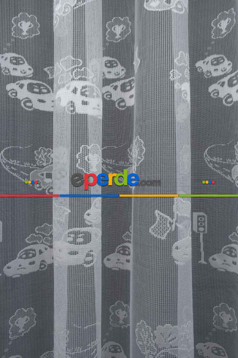 Araba Desen Modeli Desen Tasarım Erkek Çocuk Odası Tül Perde