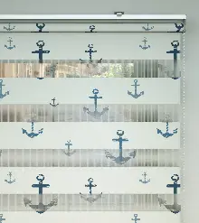 Çapa Desen Baskılı Zebra Perde- Çok Renkli