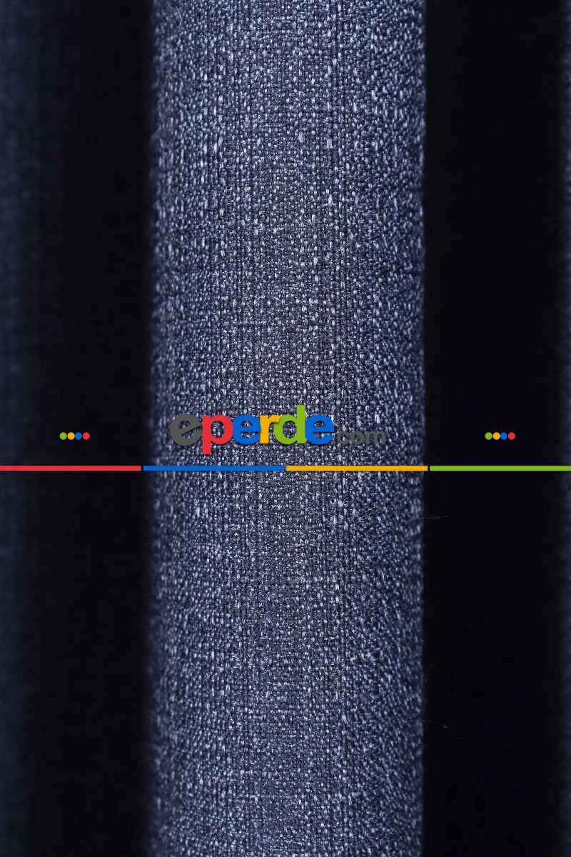 Gece Mavi Jakar Dokuma Fon Perde