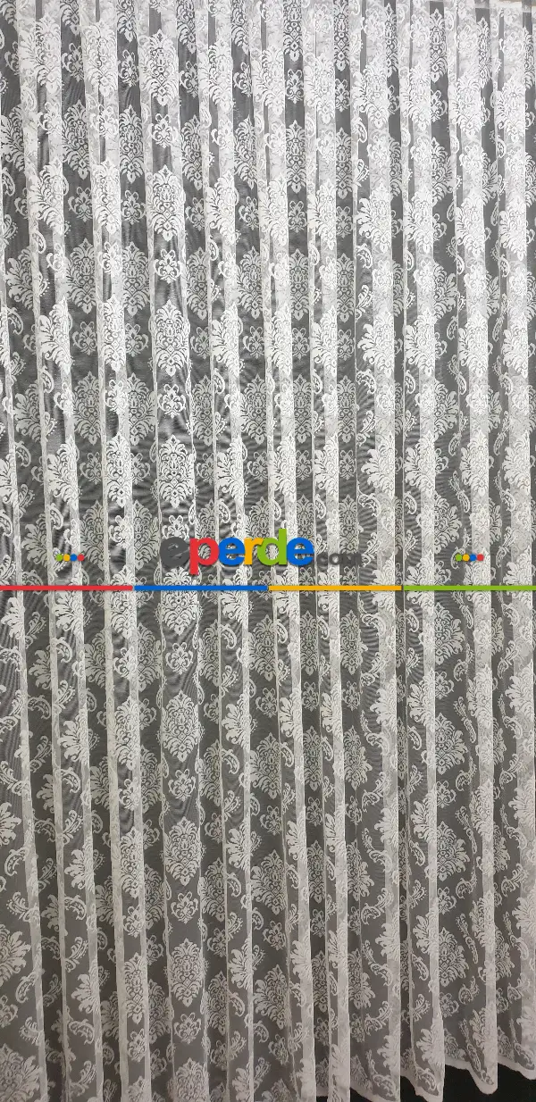 Kuvaze Modeleri Damask Osmanlı Motif Yanki Tiyatro Tasarım Boncuklu- Beyaz-ekru