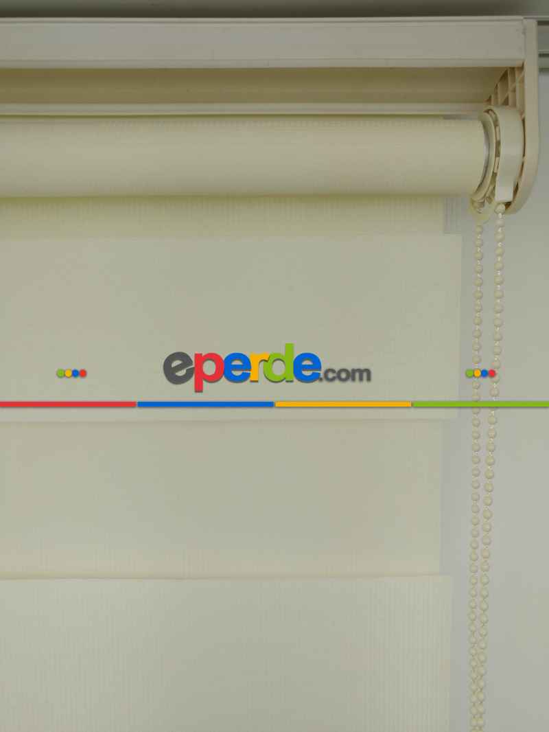 Krem Renk Bambu Zebra Perde (kalın Zeminli)- Krem