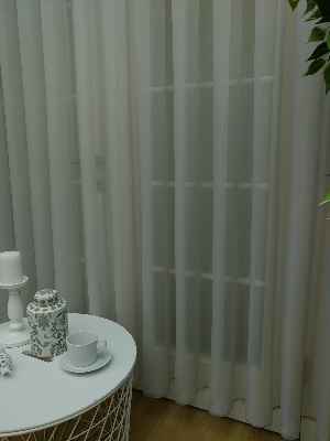 Mutfak - Açık Gri Tergal Vual Düz Tül Perde Elit Ürün