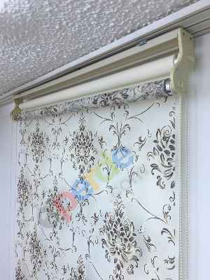 Damask Desen Çiftli Sistem Stor Perde 65891145- Kahve Koyu