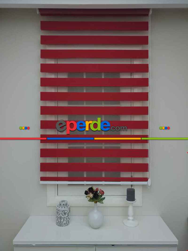 Brillant Kırmızı Zebra Perde- Kırmızı