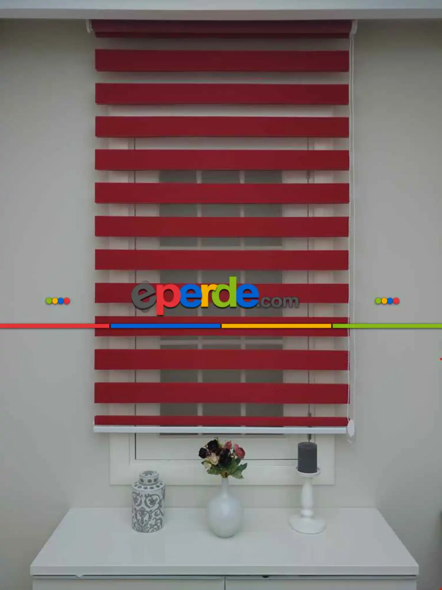 Brillant Kırmızı Zebra Perde- Kırmızı