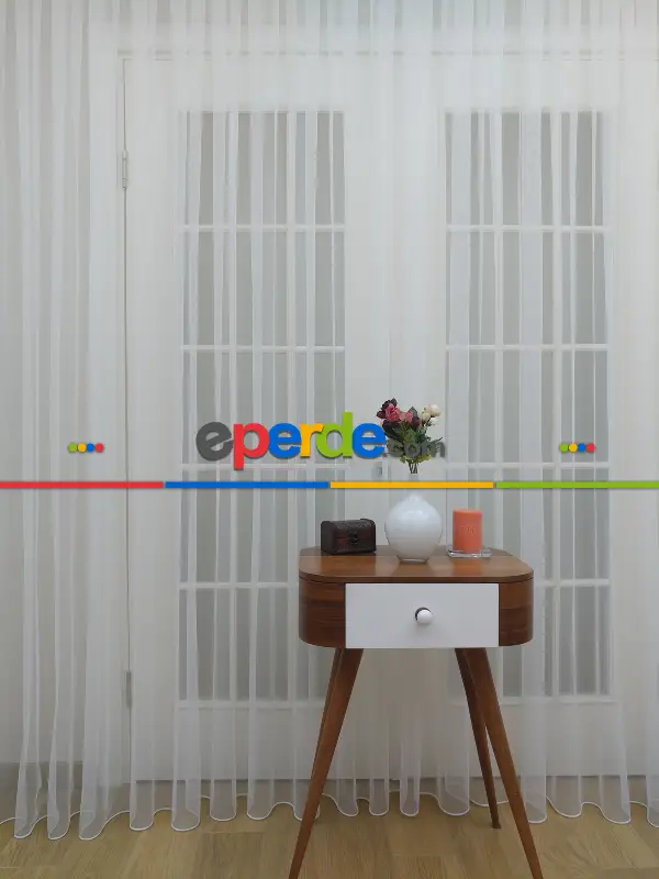 Genç Odası - Grek Tül Perde - Petek Zemin (dökümlü) Ekru Renk Kırık Beyaz- Ekru