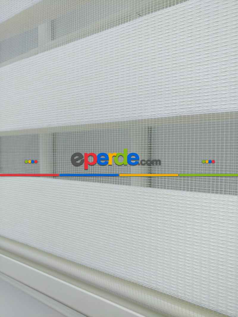 Zebra Perde- Ekru Renk Bambu Zebra Perde (kalın Zeminli)- Ekru