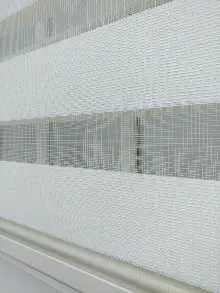 Zebra Perde- Ekru Renk Bambu Zebra Perde (kalın Zeminli)- Ekru