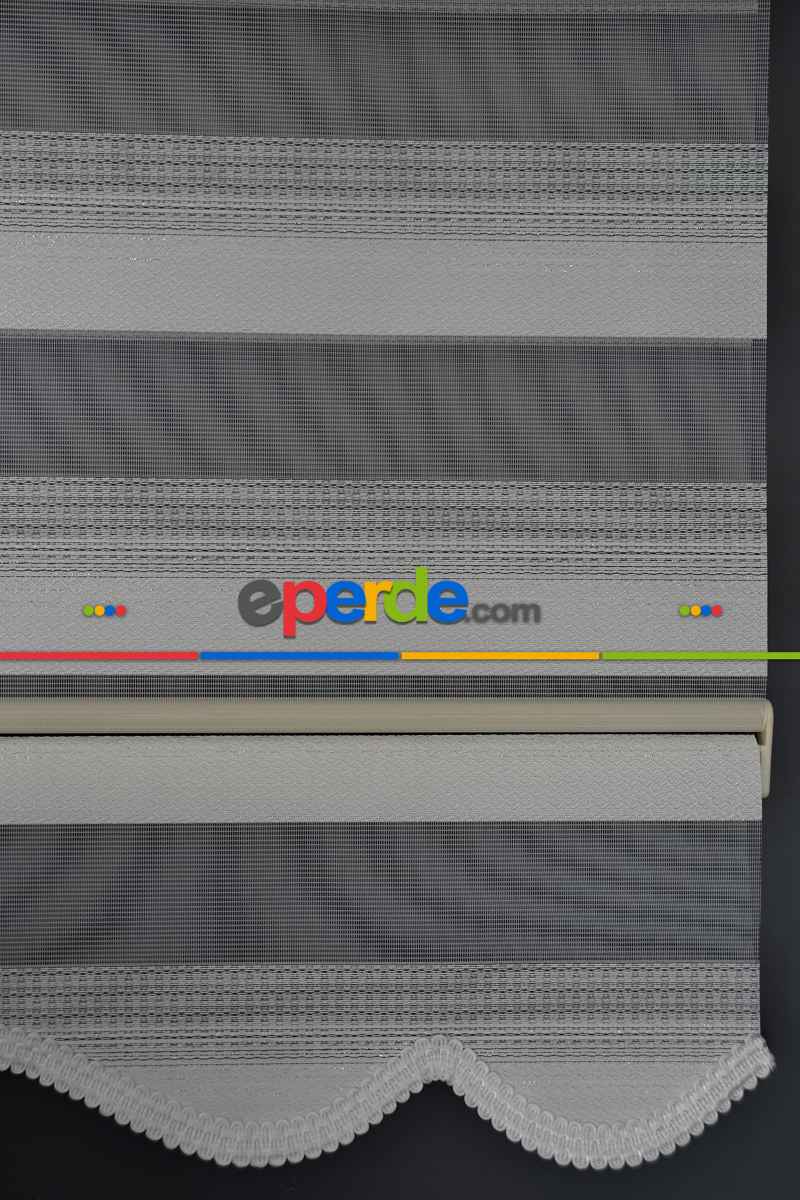 Halim Perdesan Zn-22 Beyaz & Siyah Renk Etekli Veya Eteksiz Zebra Stor Perde