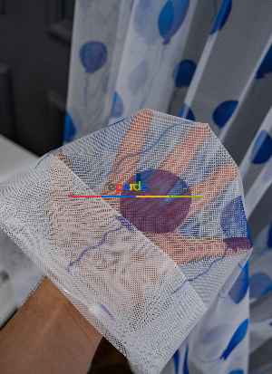 Hazır Ölçülü Petek Zemin Koyu Mavi Renkli Balonlar Desenli Grek Baskılı Tül Perde