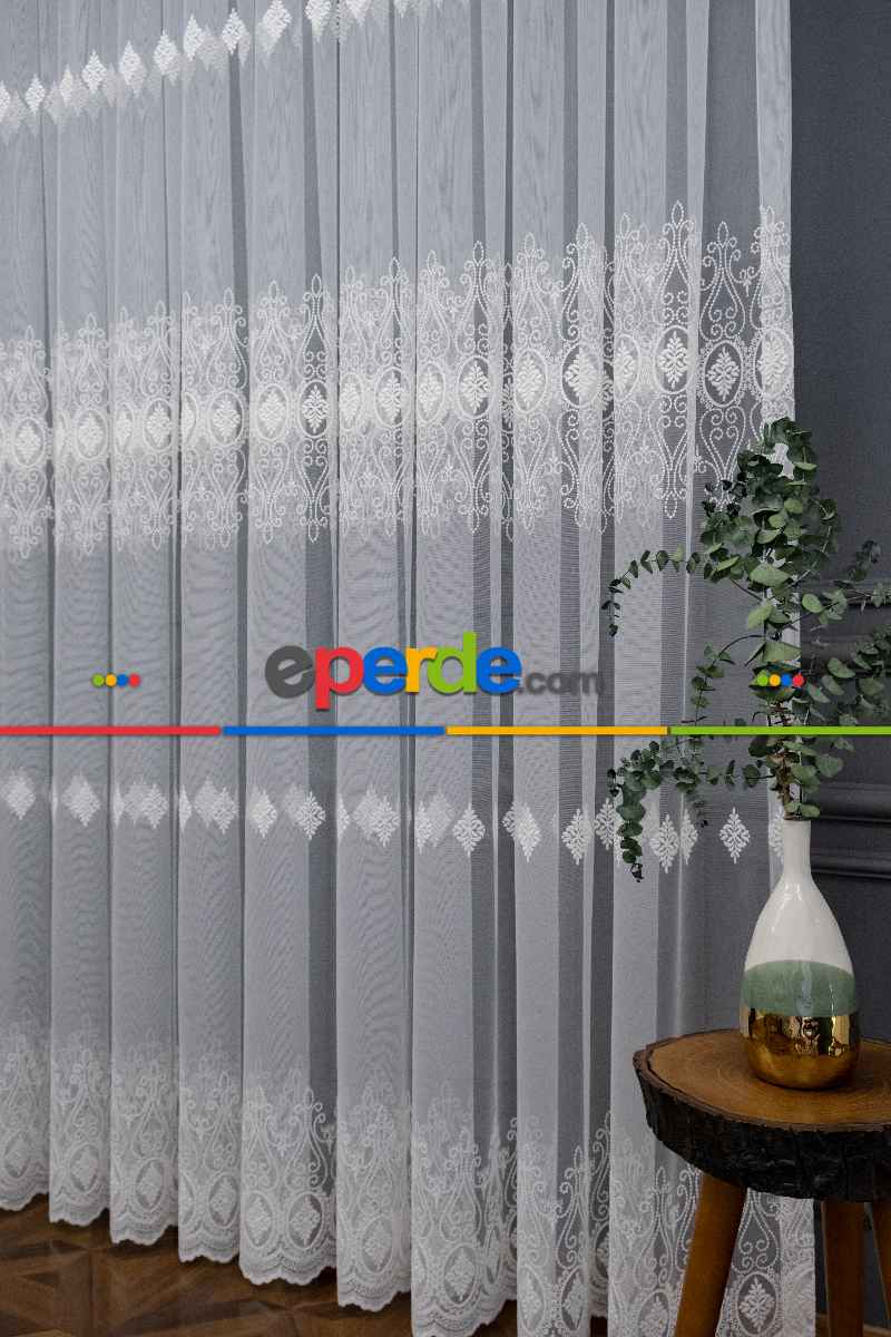 Yatak Odası - Brillant Tül Salon Damask Desen Tarz Moda Yeni Nakış İşlemeli Tül