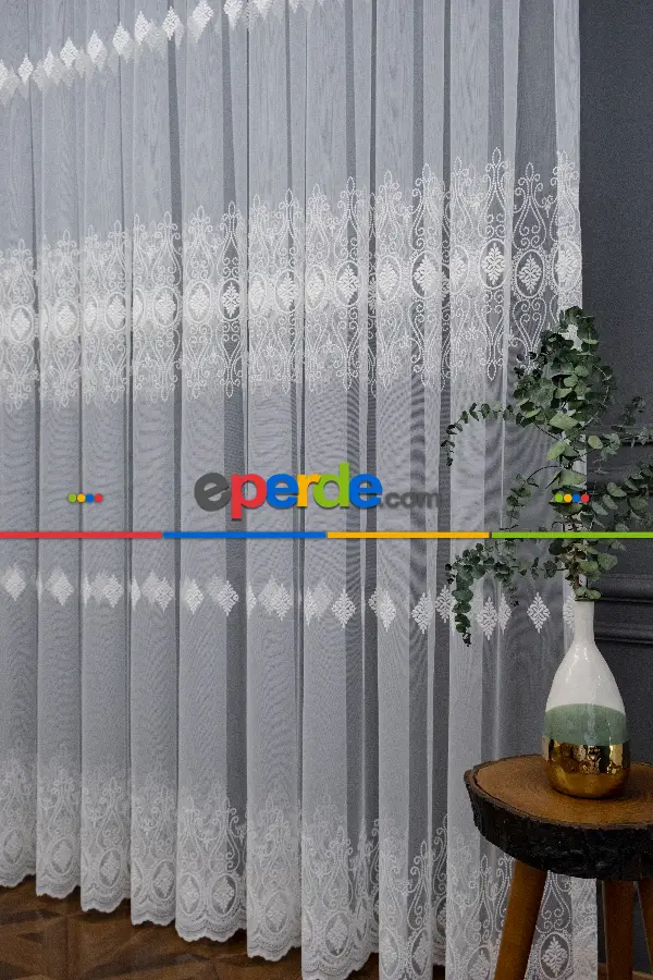 Brillant Tül Salon Damask Desen Tarz Moda Yeni Nakış İşlemeli Tül