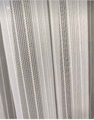Yeni Sezon Simli Çizgili Tül Perde- Ekru - Kurşunlu Tül