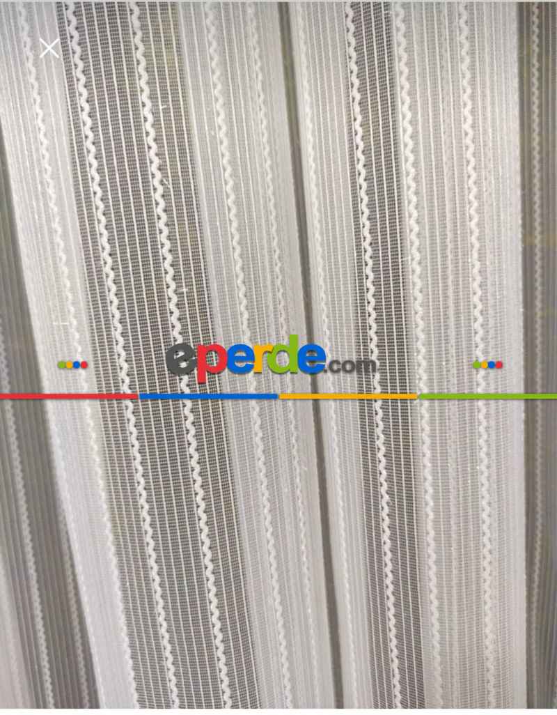 Yeni Sezon Simli Çizgili Tül Perde- Ekru - Kurşunlu Tül