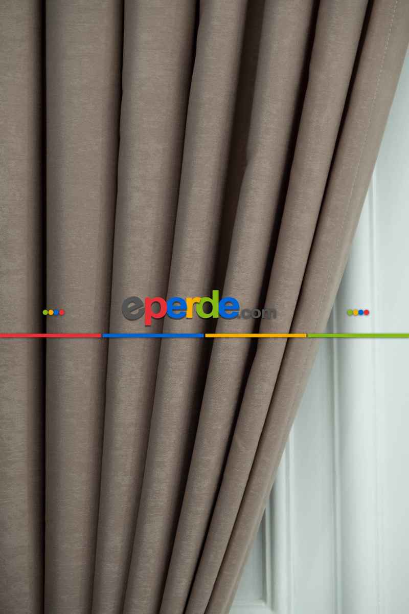 Salon - Soft Bej Fon Perde Dökümlü En - Bej