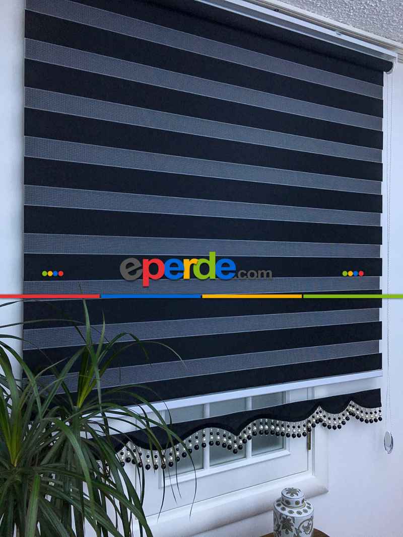 Zebra Perde - Düz Zebra Perde- Siyah