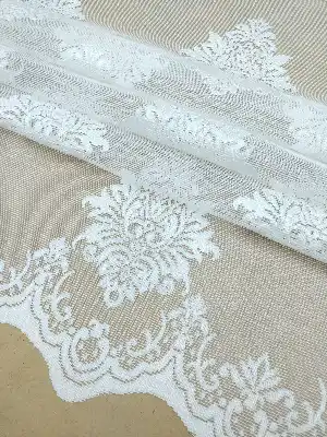 Tül Perde Ve Kruvaze Perde Serpme Damask Desenli - Ekru