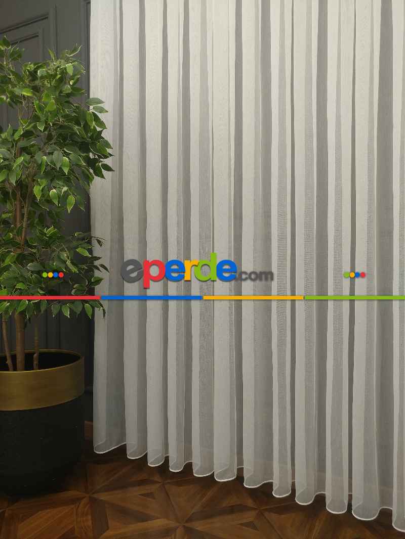 Salon - Hafif Keten Armür Tül Ekru Renk Kırık Beyaz- Ekru