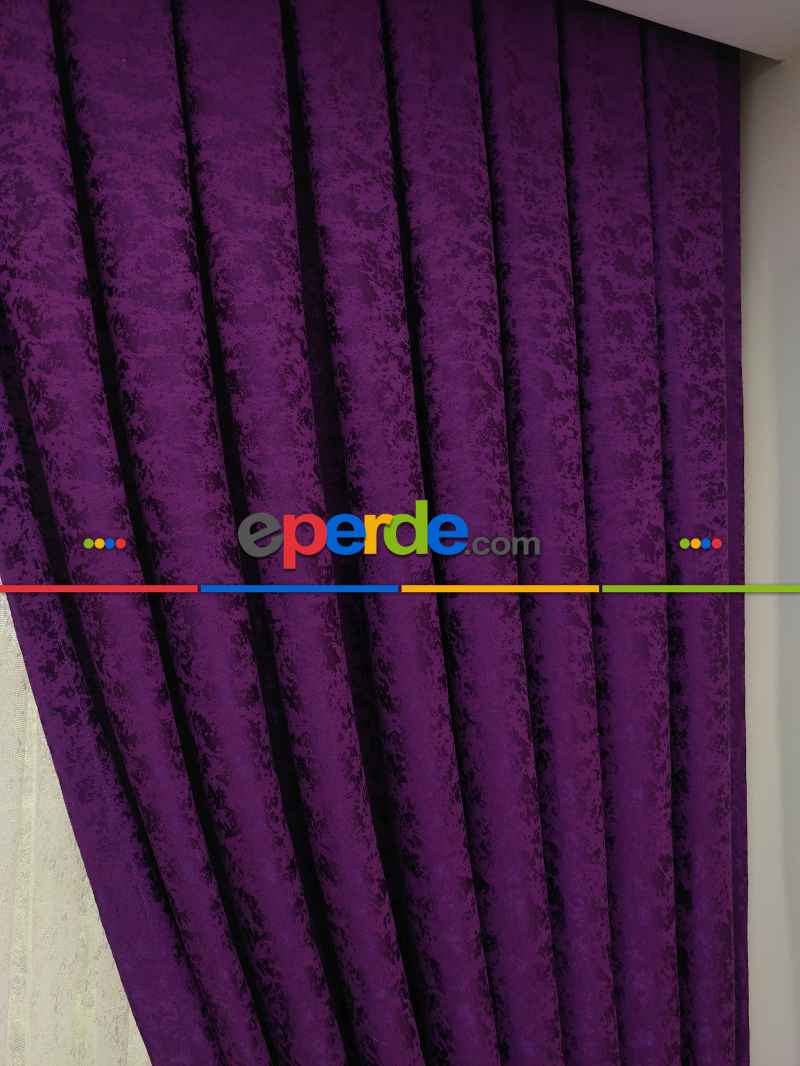 Eflatun Duz Jakar Fon Perde (150)- Eflatun