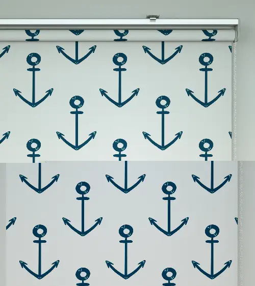 Çapa Desenli Baskılı Stor Perde- Çok Renkli