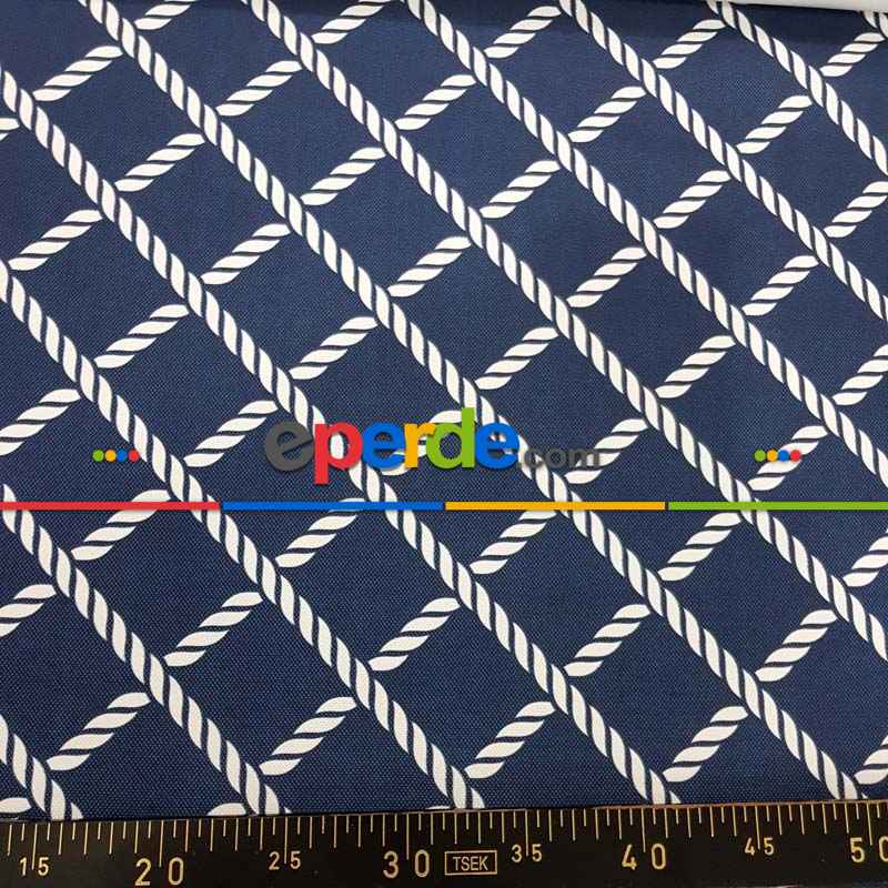 Marin Serisi Karo Desenli Fon Perde Evm1512-1 Kumaşı Kalındır Duck Bezi Değildir- Mavi Koyu