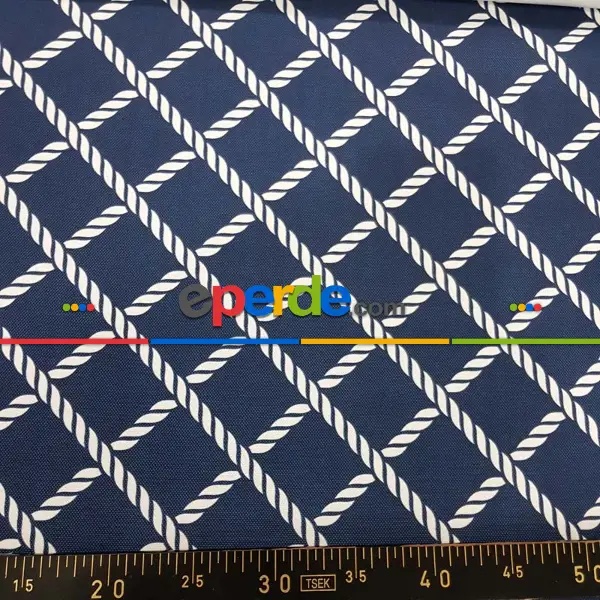 Bebek Odası - Marin Serisi Karo Desenli Fon Perde Evm1512-1 Kumaşı Kalındır Duck Bezi Değildir- Mavi Koyu