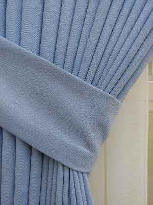 Mavi Düz Sade Fon Perde Dökümlü (  Dökümlü Fon )- Mavi Açık