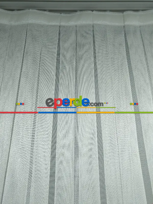 Salon Tül - Çelik Çizgili Yüksek Gramajlı Tül Perde