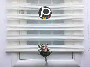 Dar Plise Zebra Perde - Krem- Krem