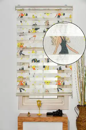 #üreticifirma %40 İndirimli!!! Fashion Desenli Zebra Perde- Sarı-turuncu