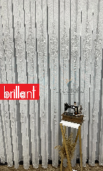 Brillant Ayna Desen Gold İşlemeli Tül Perde Gri Füme Antrasit