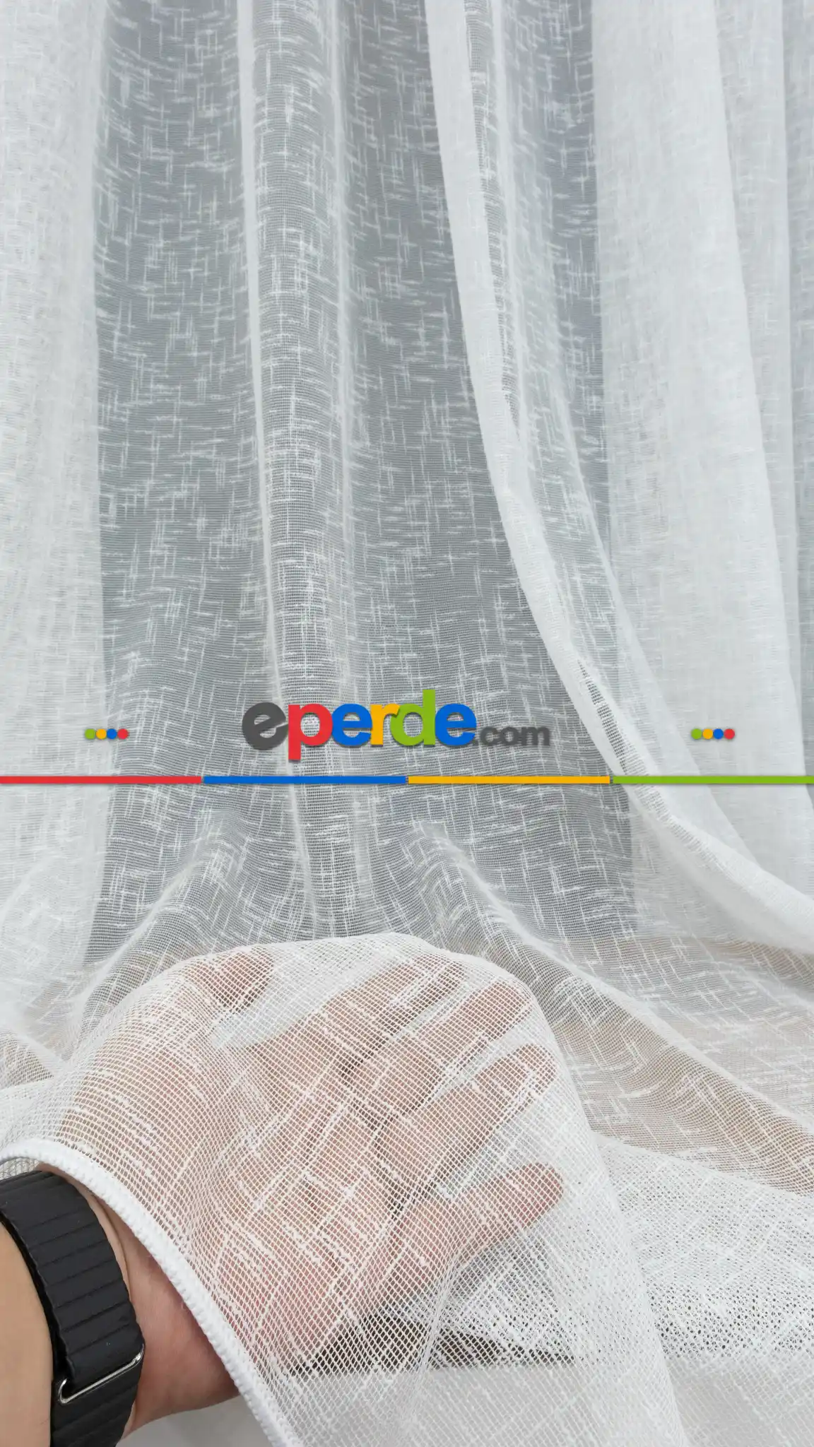 Favori Dolgulu Keten Yüksek Gramajlı Tül- Ekru