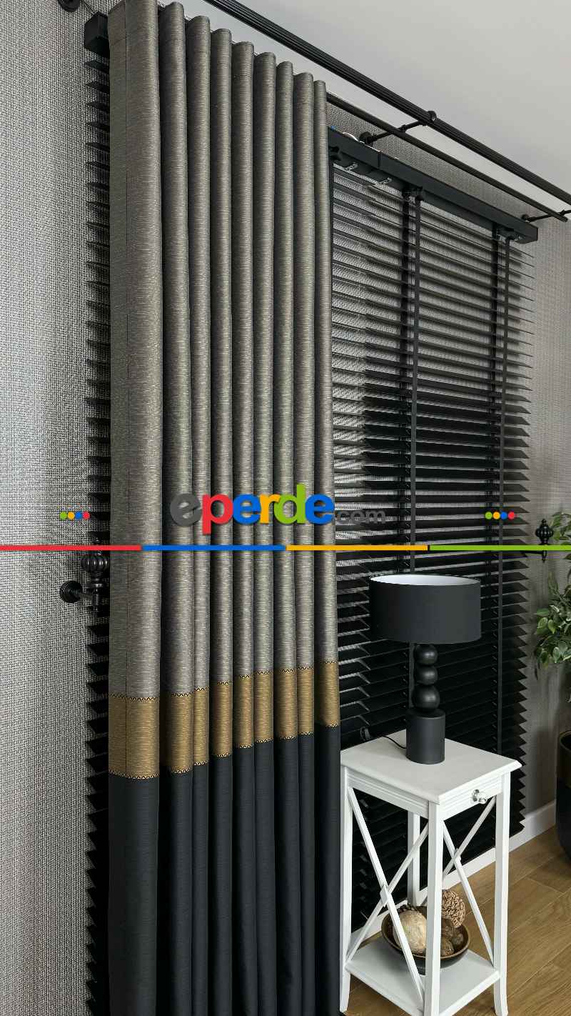 Altın Antrasit Gri Kombinli Jakar Dokuma, Premium Kalite Serisi Ağır Gramajlı