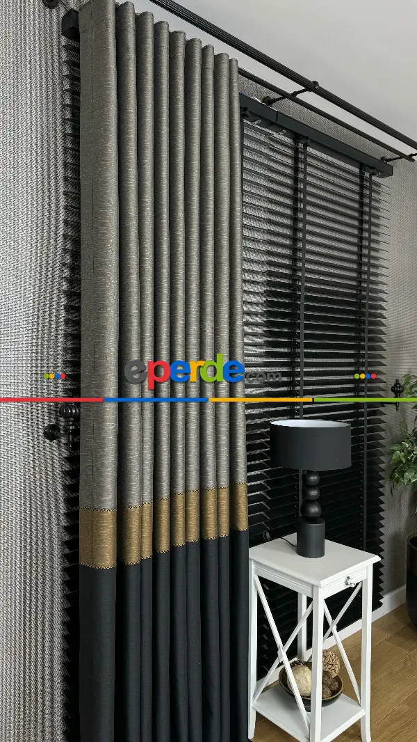Altın Antrasit Gri Kombinli Jakar Dokuma, Premium Kalite Serisi Ağır Gramajlı