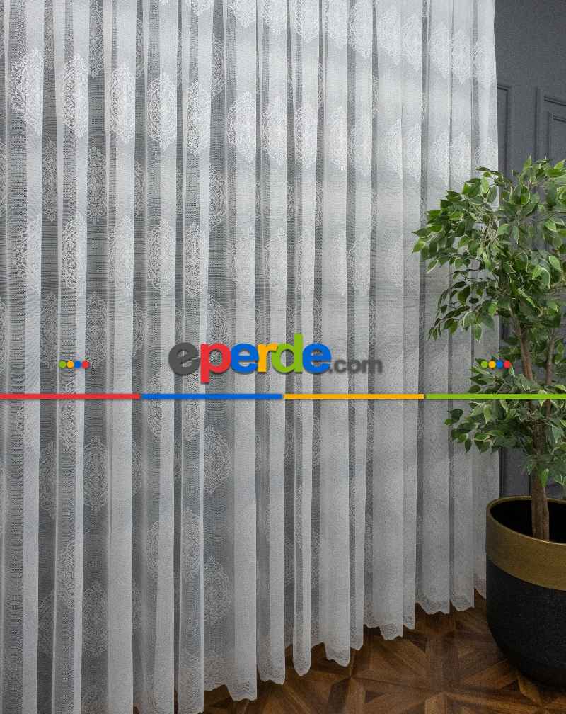 Damaks Desenli Fransız Danteli Örme Tül Damaks Desen