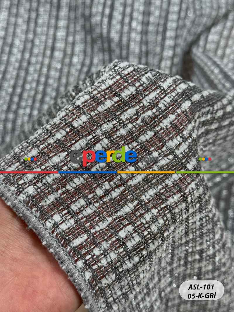 Simli Özel İplik Doğal Dokulu Düz Tül Perde - Özel Dokuma Ağır Gramajlı Premium