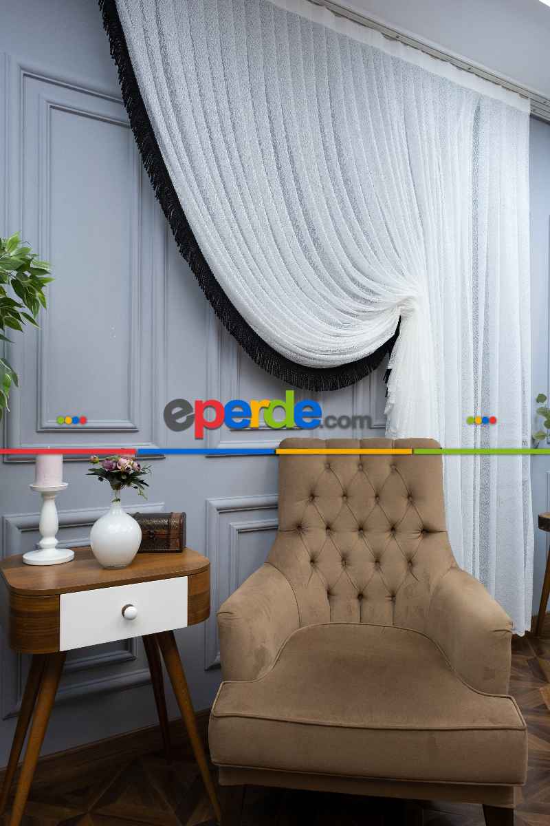 Salon Empoli Örme Kruvaze Tül Perde- Ekru