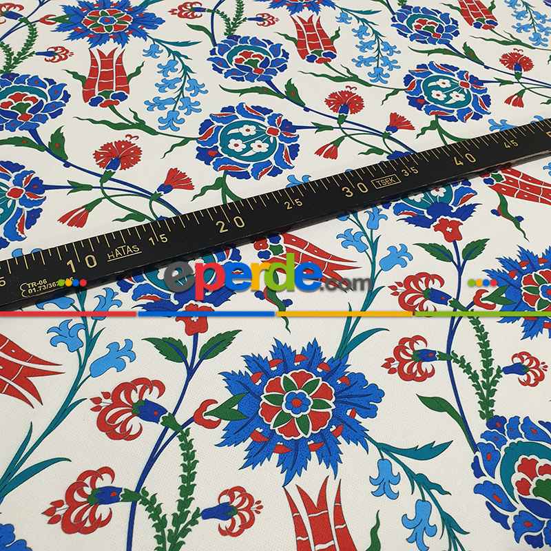 Çiçek Desenli Fon Perde Evm786 Kumaşı Kalındır Duck Bezi Değildir- Turkuaz-Bordo