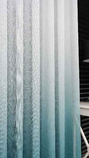 Keten Ekru Yeşil Degrade Geçişli Tül Perde, Ağır Gramajlı Premium Seri, Eteği Kurşunlu