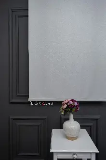 Yatak Odası - Stor Perde Kalın Kumaş Yaldızlı Açık Gri Renk A Kalite