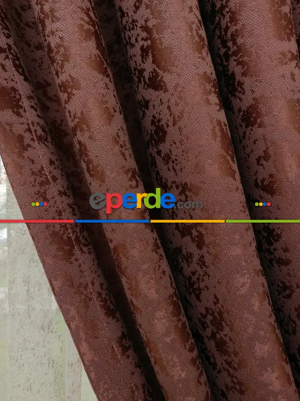 Kremit Rengi Duz Jakar Fon Perde (150)- Kiremit Rengi