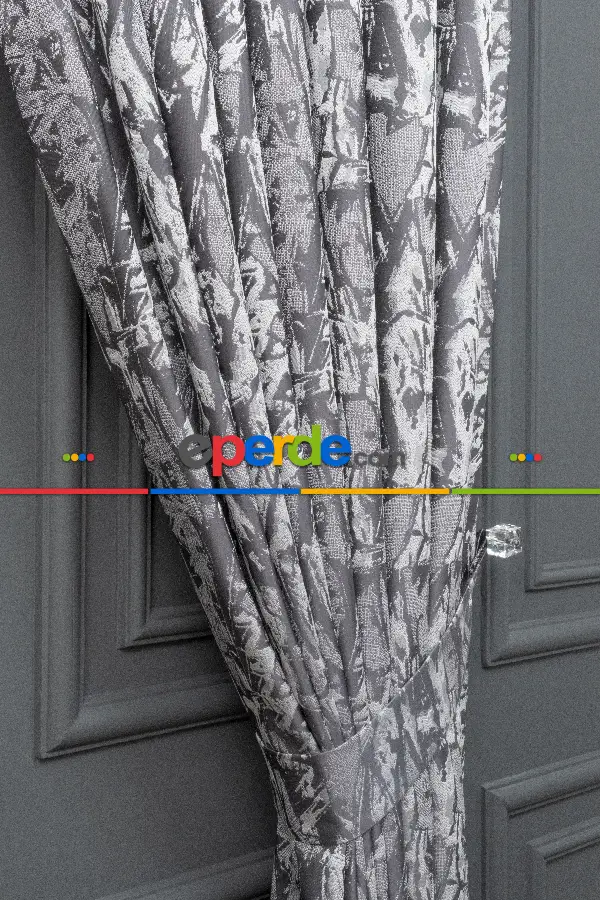 Yatak Odası - Jakar Dokuma Fon Perde Antrasit Gri