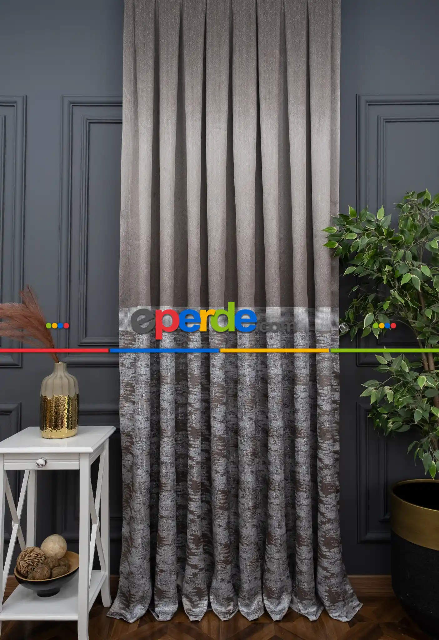 Vizon Renk Jakar Etek Pano Dökümlü Gramajlı Uygun Fiat Fon Perde (180)- Vizon