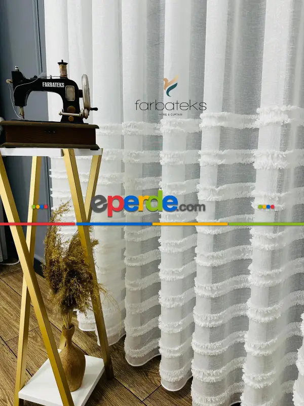 Puf Puf Ponponlu Saçaklı Tül Perde