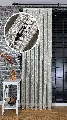 Yatak Odası Bej Naturel Keten Düz Tül Perde - Premium Kalitedir, Eteği Kurşunludur.