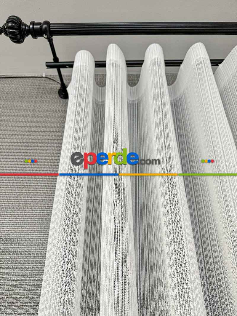 Çizgili Tül Perde - Ürün Videosu Açıklamada Vardır