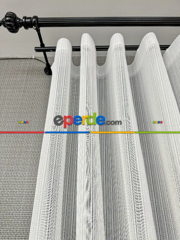 Mutfak Çizgili Tül Perde - Ürün Videosu Açıklamada Vardır